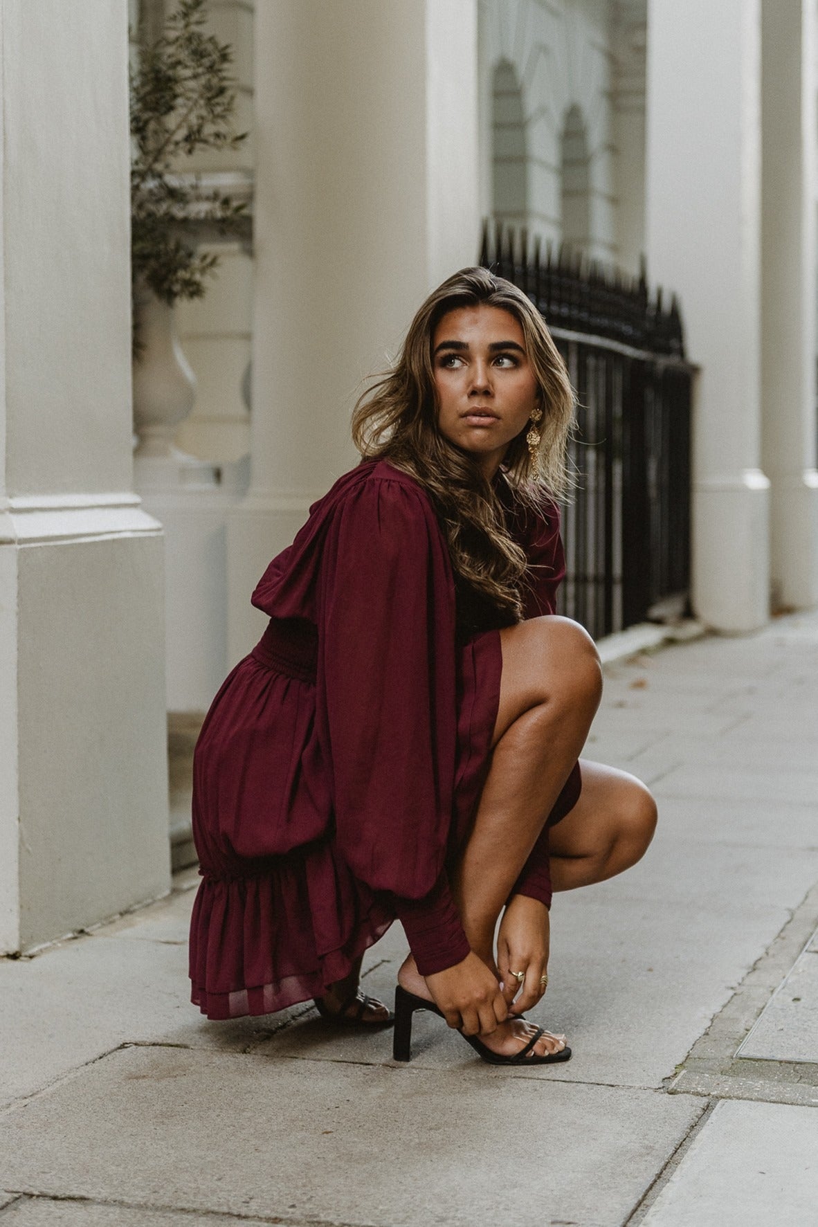 AWBIRDIA Short Dress - Tawny Port